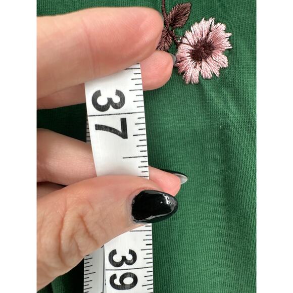 Asos Curve Dress Womens 18 Green Mini Tiered Floral Long Sleeve Embroidered Boho - Picture 6 of 7